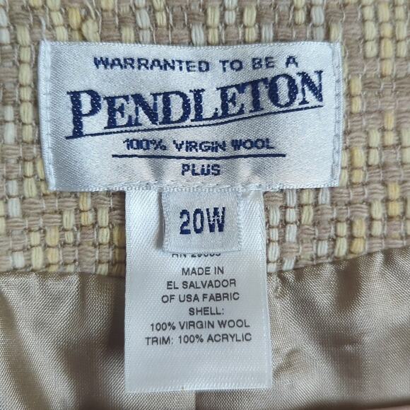 Vintage Virgin Wool Pendleton Dutton Down Jacket Geometric Lined Women's 20W - Picture 2 of 13